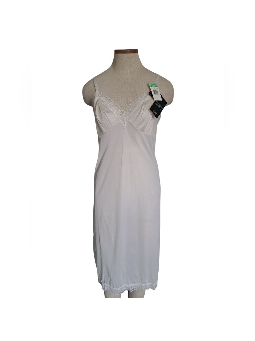 VANITY FAIR classics DAYWEAR full white slip lace detail boudoir lingerie 36